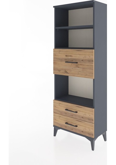 Arges Dolap 3 Raflı 3 Çekmeceli 60x30x163 Antrasit-çam Antrasit Arges Dolap 3 Raflı 3 Çekmeceli 60x30x163 Antrasit-çam Antrasit