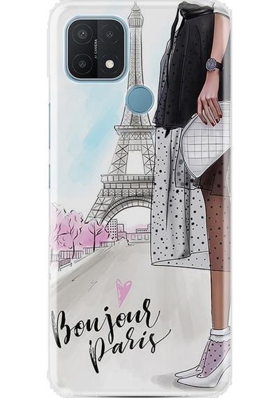 Oppo A15S Kilif Desenli Silikon Bonjour Paris 498534514