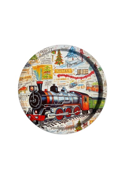 Prestijli Metal Yuvarlak Dekor Tepsi 35 Cm Özel Tasarım
