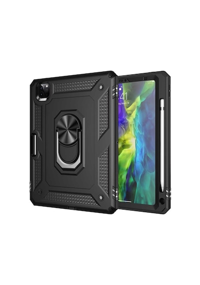 Apple Uyumlu iPad  Pro 11 2018 / 2020 2.nesil / 2021 3.nesil / 2022 M2 Yüzüklü Standlı Armor Zırh Vega Ultra Koruma Arka Kapak