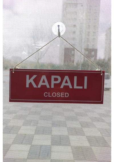 Vantuzlu Açık Kapalı Çift Yön Kapı Tabelası 10X15