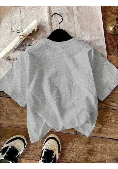 Uyguntarz Unisex Vişne Baskılı Tasarım Tshirt Gri