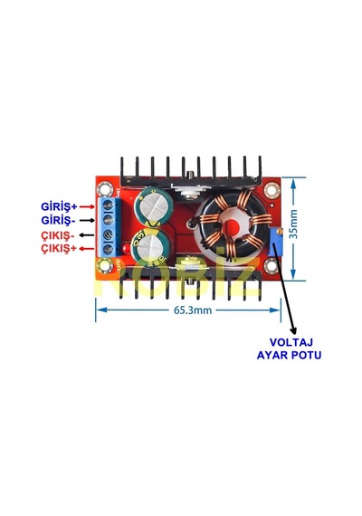 150w Boost Voltaj Yükseltici Modül Dc Dc Çevirici Voltaj Ayarlanabilir Yükseltici 35v 6a Regülatör