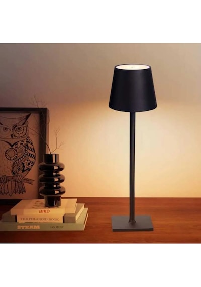 Cata Ct-8437 Led Dekoratif Şarjlı Masa Üstü Lambası Dokunmatik 3 Farklı Renk Ayarı Lamba Siyah