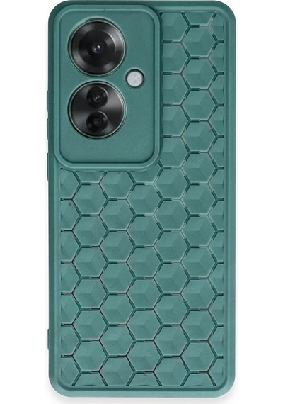 Oppo Reno 11f Uyumlu Kılıf Petek Silikon Kapak - Koyu Yeşil