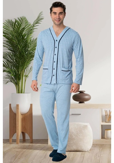 Mecit Pijama Mecit 2767 Mavi Önden Düğmeli Büyük Beden Erkek Pijama Takımı Mavi Mecit Pijama Mecit 2767 Mavi Önden Düğmeli Büyük Beden Erkek Pijama Takımı Mavi