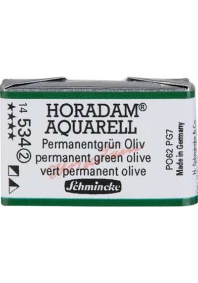 Schmincke : Horadam Aquarell Artist Sulu Boya : Tam Tablet : Seri 2 534 Permanent Green Olive
