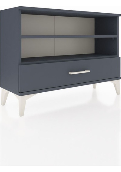 Arges Şifonyer 2 Raflı Tek Çekmeceli 88x30x64 Antrasit-antrasit Antrasit