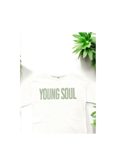 Çikoby Erkek Çocuk Pamuklu Young Yazılı Tshirt-14551 Beyaz