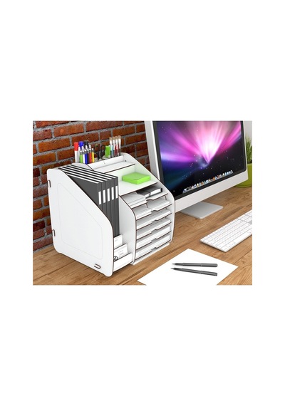 Fx-xl Modest - 6 Renk - A4 Evrak Rafı Masaüstü Organizer Beyaz - 39484074 Beyaz