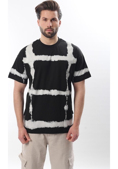 Madmext Siyah Bisiklet Yaka Baskılı Basic Erkek T-shirt E7109 Siyah