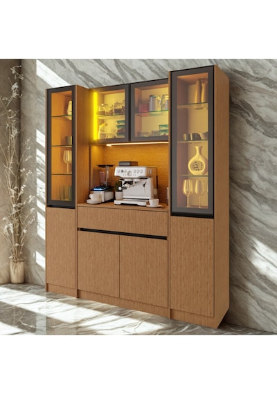 Nordıc Wood Led Li Kahve Köşesi Ünitesi Maxı Çift Vitrinli Füme Cam Komple Mdf Geniş Mutfak Dolabı Kahverengi Nordıc Wood Led Li Kahve Köşesi Ünitesi Maxı Çift Vitrinli Füme Cam Komple Mdf Geniş Mutfak Dolabı Kahverengi