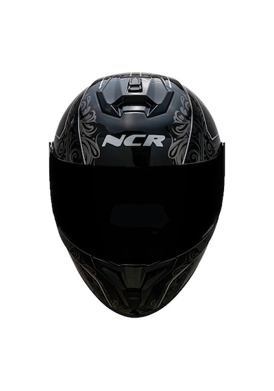 NCR M70 Sv Rapid Camlı Ece Belgeli Kapalı Motosiklet Kaskı Desenli Parlak Siyah