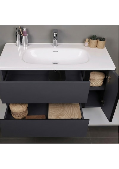 Kobos Linear 100 Cm Banyo Dolabı Seti Füme Kobos Linear 100 Cm Banyo Dolabı Seti Füme
