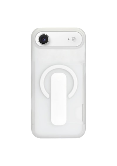 Apple iPhone 17 Air Magsafe Uyumlu Standlı Şeffaf Kılıf Beyaz