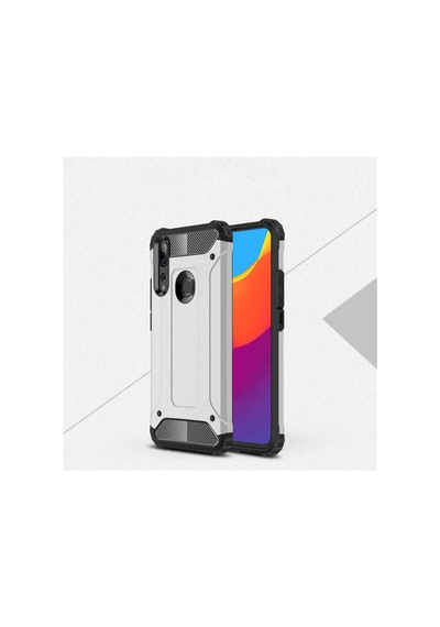 Ekılıf - Huawei Y9 Prime 2019 Uyumlu Kılıf Çift Katman Zırh Tank Crash Military Kapak - Gri