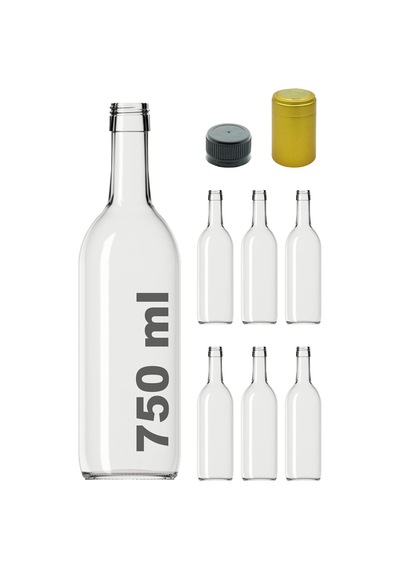 Afracam Standart Şeffaf 750 Ml Sızdırmaz Kapaklı Ve Kapüşonlu Boş Cam Şişe 6 Adet Diğer
