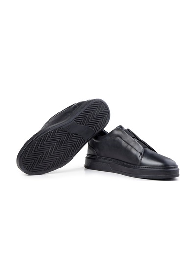 Ducavelli Espo Erkek Hakiki Deri Sneaker, Lastikli Sneaker, Hakiki Deri Sneaker, Erkek Sneaker Siyah