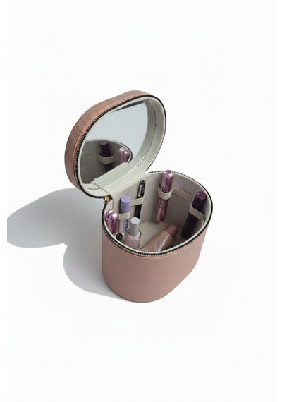Makyaj Düzenleyici Aynalı Makyaj Çantası Pudra Bölmeli Taşınabilir Kozmetik Organizer 19x15x16 Cm