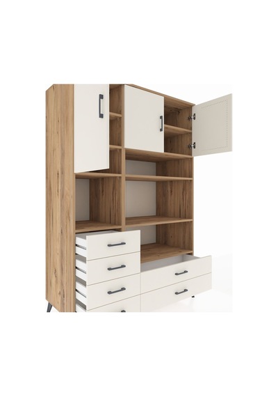Kronos Dolap 9 Raflı 6 Çekmeceli 3 Kapaklı 132x59x195 Çam-ayt... Çam