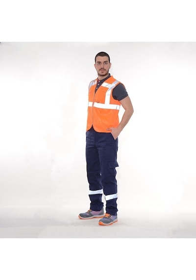 Reflektörlü Mühendis Yelek Turuncu