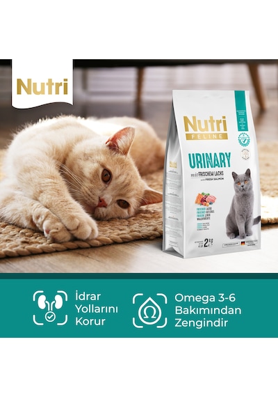 Nutri Feline Urinary Glutensiz Somonlu Düşük Tahıllı Yetişkin Kedi Maması 2 KG