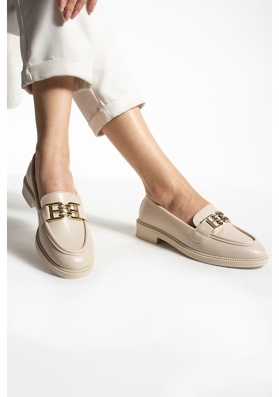 Tegan Kadın Loafer Makosen Casual Toka Detay Günlük Ayakkabı Bej