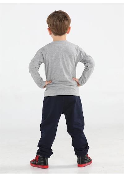 Casabony Roar Some Jogger Pantolon + T-shirt Takım-gri - Laci Gri - Lacivert