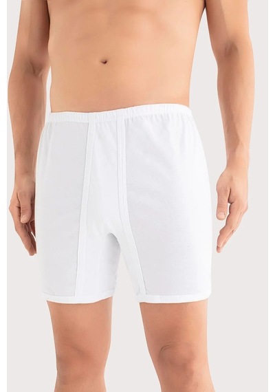 Terrien Özel Seri Günlük Çamaşır Giyim Hediye Erkek Paçalı Külot Boxer 6'lı Paket Beyaz %100 Pamuk Penye