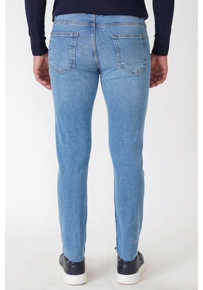Slim Fit Beş Cepli Likralı Yıkamalı Mavi Jean Kot Pantolon Denim 135