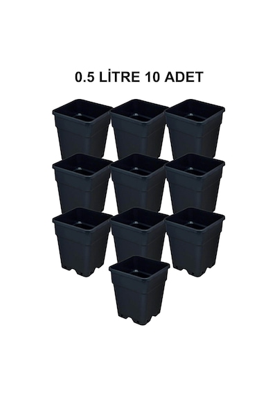 Grow Wizard Plastik Kare Saksı 0.5 Litre 10 Adet