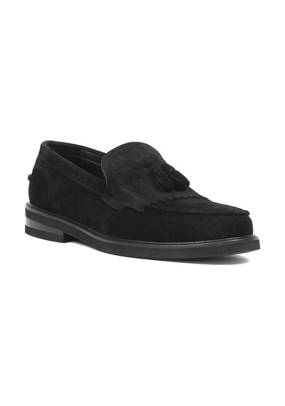 Erkek Siyah Püsküllü Süet Deri Loafer