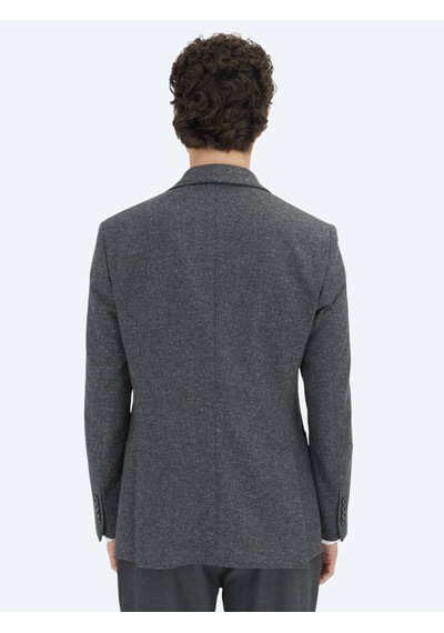 Kip Gri Mikro Modern Fit %100 Yün Ceket Gri