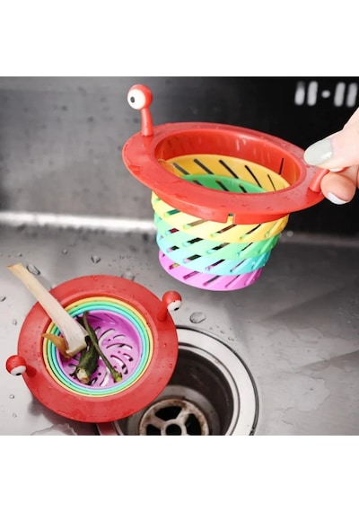 Renkli 6 Kademeli Lavabo Süzgeci Katlanabilir Mutfak Gider Tıpası Evye Banyo Filtre Plastik Diğer