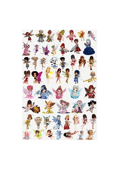 54 Adet Fairycore Periler Sticker Seti - Etiket Seti Scrapbook Bullet Journal Çok Renkli