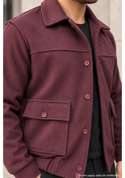 Polo State Erkek Regular Fit Kaşe Dokulu Düğmeli Ceket - Bordo