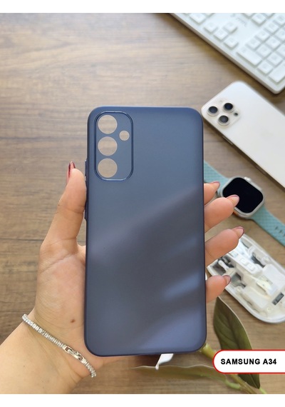Samsung Galaxy A34 Uyumlu Süper İnce Mat Ultra Thin Silikon Kılıf Lacivert