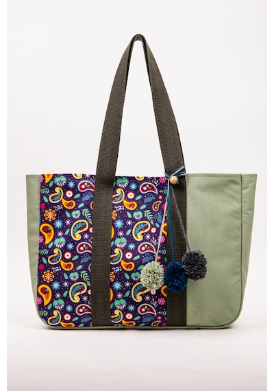 Fabric Craft Bag Omuz Çantası Kadın Duck Kumaş Desenli Büyük Boy Günlük Çanta Fıstık Yeşili