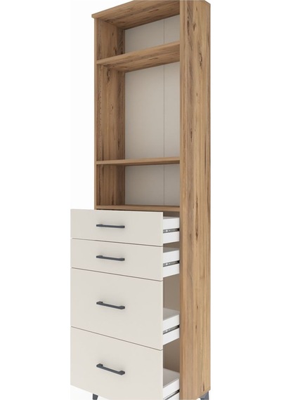 Arges Dolap 3 Raflı 4 Çekmeceli 60x30x221 Çam-aytaşı Atlas Çam