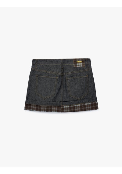 Koton Normal Bel Düğmeli Cepli Pamuklu Ekose Katlı Mini Denim Etek Raw 7wal70018md 63x Koton Normal Bel Düğmeli Cepli Pamuklu Ekose Katlı Mini Denim Etek Raw 7wal70018md 63x