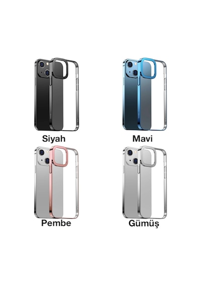 Baseus Glitter Apple Uyumlu iPhone 13 6.1Inç Kilif Renkli Kenar Seffaf Siliko 268238476 - Renk / Siyah