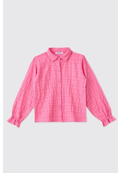 Panço Kız Çocuk Pembe Gömlek 2611gk06056