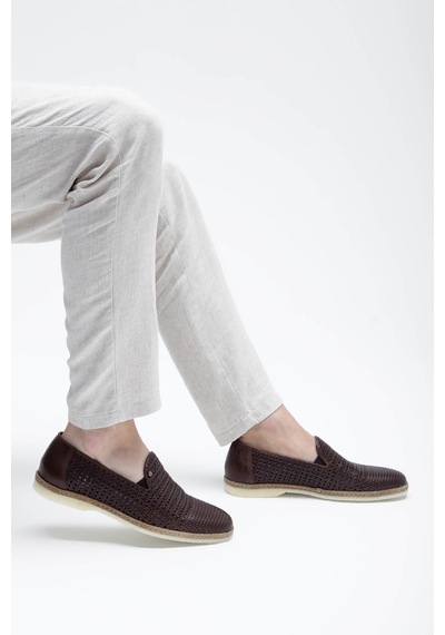 Giampiero Nicola Erkek Hakiki Deri Kahverengi Loafer Ayakkabı 664 L40233c Erk Ayk Y23 Brown Kahverengi