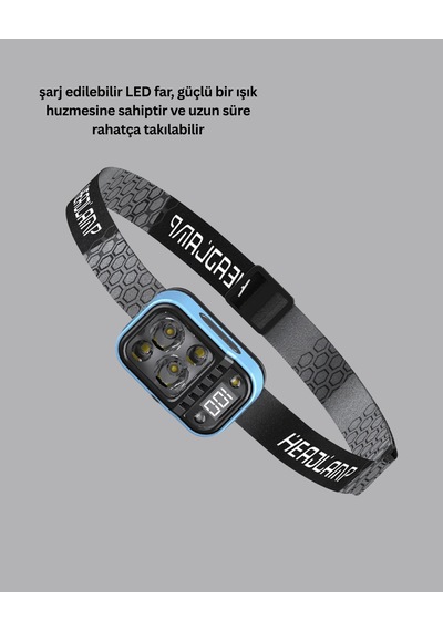 Hs217 Kafa Lambası, Led, Type-c Şarj Edilebilir, Su Geçirmez