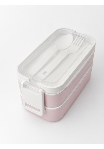 2 Katlı Plastik Kaşık Ve Çatallı Kilitli Lunch Box Yeni Nesil Sefer Tası 7 Parça Sızdırmaz Kapaklı Beslenme Kabı Pembe