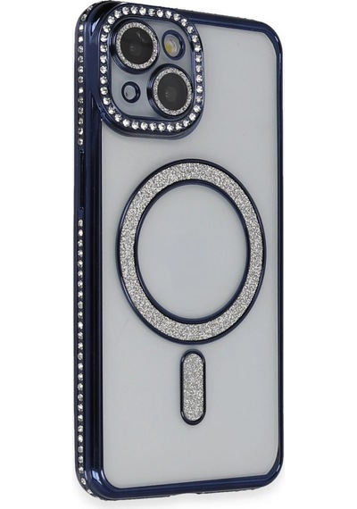 Newface Apple Uyumlu iPhone 13 Kılıf Joke Simli Magneticsafe Kılıf Glblseme - 81 - Lacivert