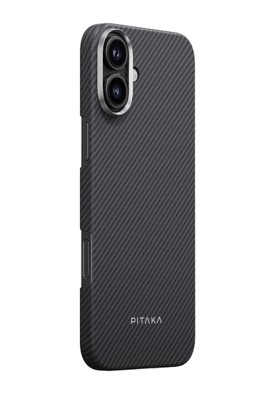 Apple Uyumlu iPhone   16 Kılıf   Magsafeli 600d Aramid Fiber Pitaka Ultra-slim Classic Serisi Black-grey Twill