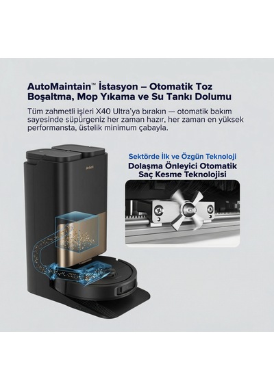 Airbot X40 17000Pa Emiş Gücü Ultra Robot Süpürge Altın - Siyah