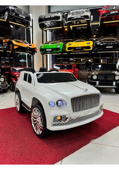 Poyraz Akülü Bentley Suv Akülü Araba 12v 0-7 Yaş Özel Plaka Beyaz