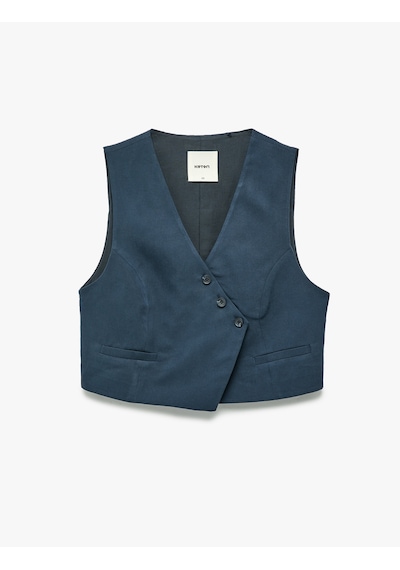 Koton Modal Kumaş Asimetrik Kesim Düğmeli Kruvaze Crop Yelek Lacivert 5sak20099pw Lacivert Koton Modal Kumaş Asimetrik Kesim Düğmeli Kruvaze Crop Yelek Lacivert 5sak20099pw Lacivert
